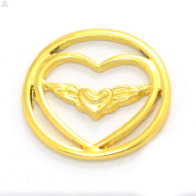 Moda 22mm aleación 24k oro joyería magnética flotante encantos medallón corazón ventana placas al por mayor
